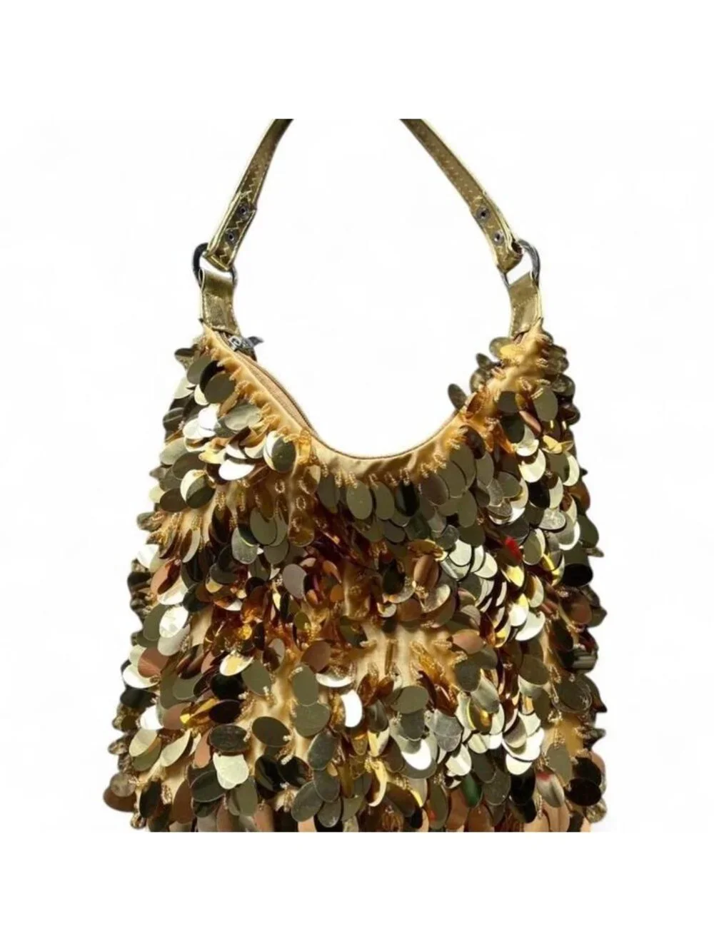Y2K Gold Sequin Hobo Shoulder Bag Party Bling 2000s Coquette Girlhoodcore Dainty